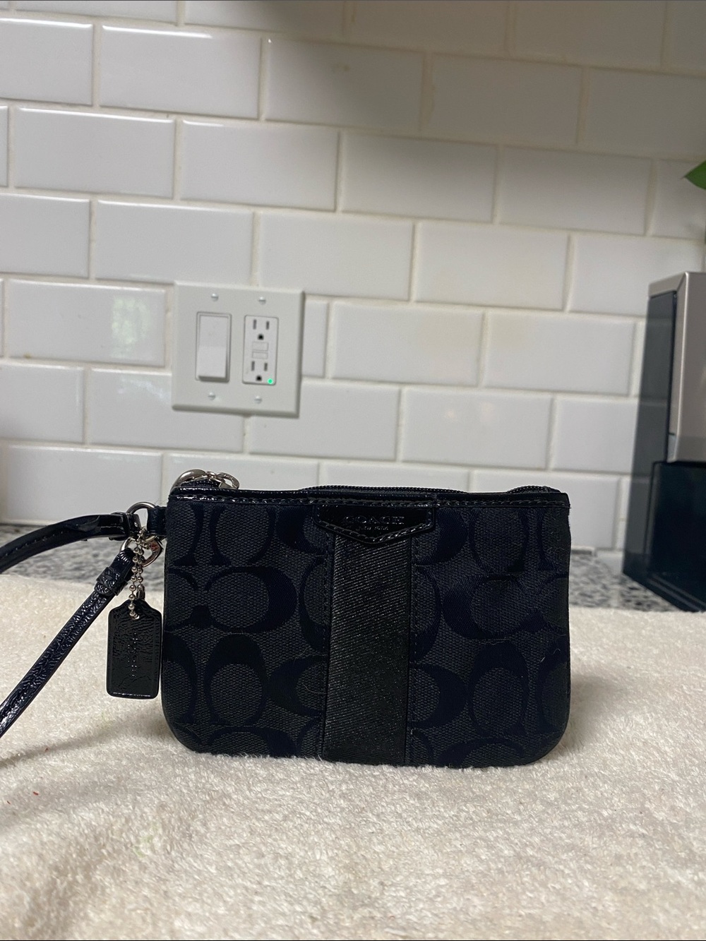 Coach Black Signature Small Wristlet Clutch